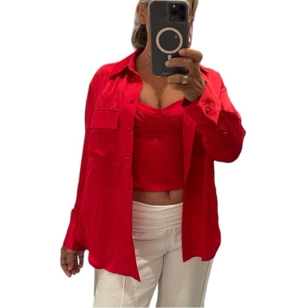 Jason Wu Satin Bustier and Buttons Down Blouse Top Set.Size M